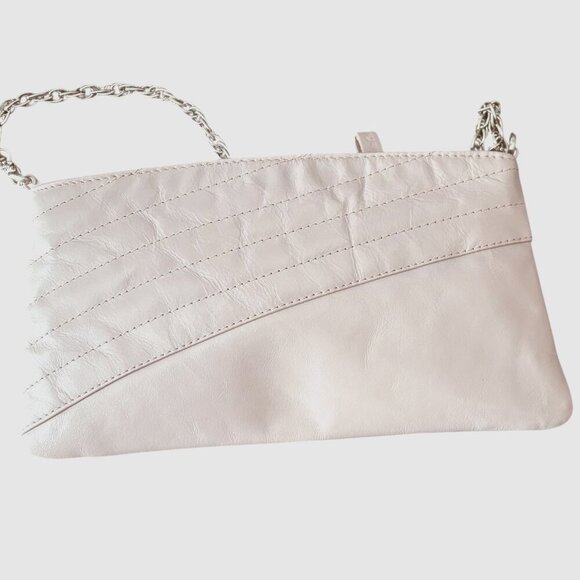 Calvin Klein Partial Quilted Leather Bag with Silver Chain Lilac - Picture 2 of 9